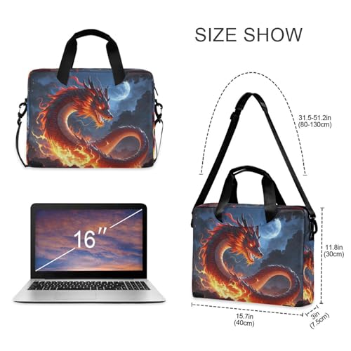 Bolso maletín para laptop 15.6" negro con dragón miniatura 5