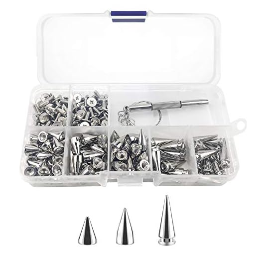 100 st kondubbar nitar punk dubbar skruv tillbaka nitar, för väskor gör-det-själv läder hantverk armband halsband kläder skor, med skruvmejsel (3 storlekar, silver)