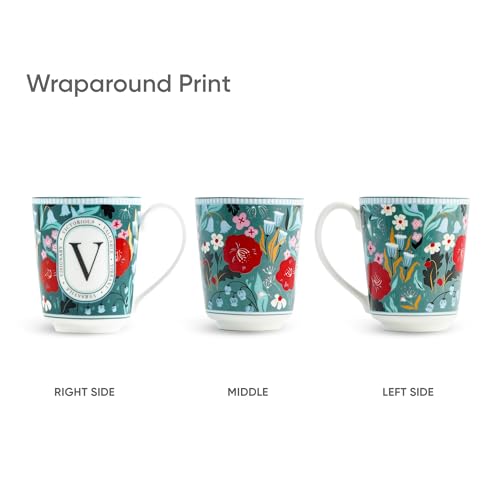 Image of Shay Alphabet Mug 300ml, Letter V Printed Coffee Mug for Girls, Boys, Friends | Ceramic Mug |Glossy Finish | Ceramic Coffee Cup | Porcelain | Microwave Safe (Alphabet Mug - V)