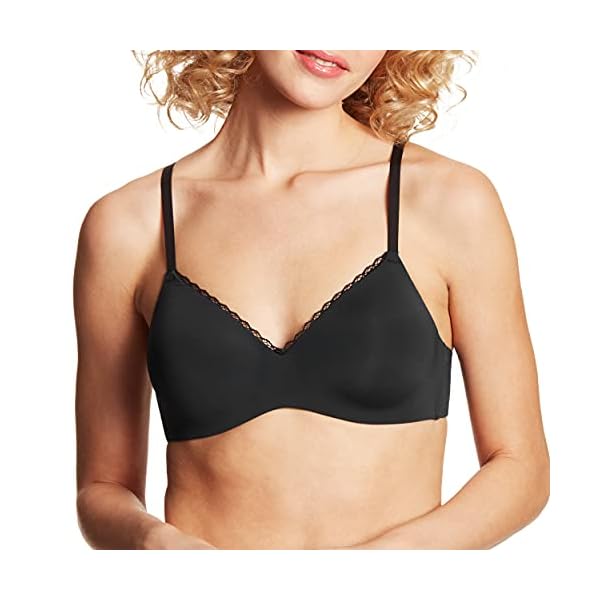 Maidenform-Womens-Pure-Comfort-T-Shirt-Wireless-Bra-DM7681 Maidenform womens Pure Comfort T-shirt Wireless Dm7681 T Shirt Bra, Black, Small US
