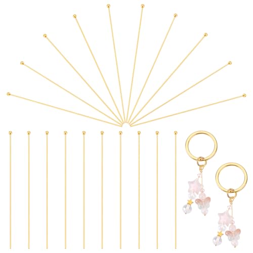 PH PandaHall 925 Sterling Silver Ball Head Pins 20pcs 2 inch Ball Pins Golden Headpins Bendable Pin for Earring Jewelry Making Beading Pendants Handicrafts DIY Project Pin: 0.5mm