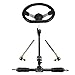PRO BAT Go Kart 270mm/10.6'' Front Steering Wheel Assembly 420mm/16.5'' Gear Rack Pinion Adjustable Shaft Tie Rod Kit for 110cc 125cc 140cc 150cc Go Cart Golf UTV Buggy ATV