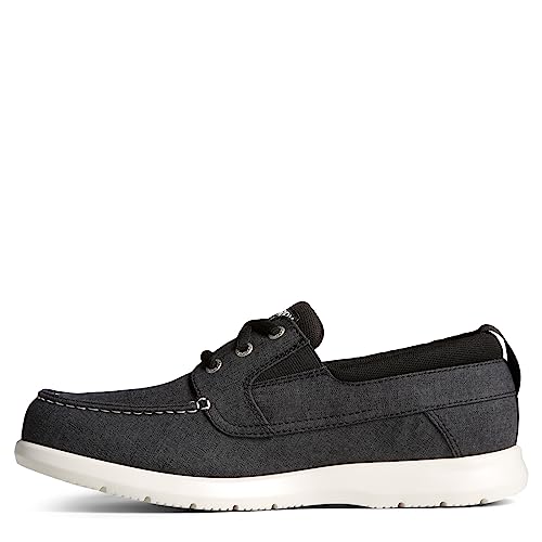 Sperry Mens Bowrider Plushstep 3-Eye Chambray Boat Casual Shoes - Black3