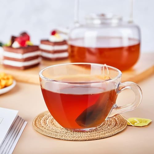 Image of Glass Tea Cups Set of 6, Transparent Glass Cups & Mugs for Tea, Coffee - Hot & Cold Drinks Safe, Microwave /Freezer /Dishwasher Safe - 210ML