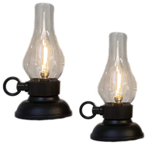 The Nifty Nook I Set of 2 Vintage Hurricane Lamp LED I Farmhouse