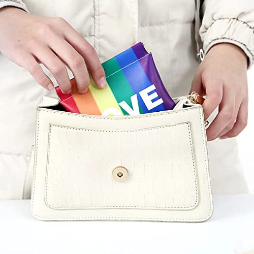 Women Rainbow Leather Mini Coins Purse Cards Holder Storage Pouches Squeeze Closure Small Cosmetic Bags 4.7X4.5 Inches #TOP4