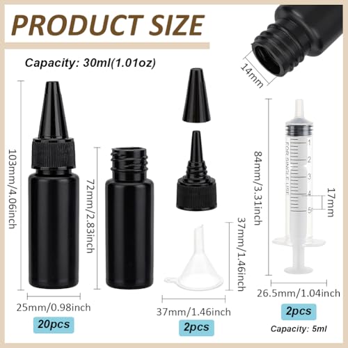 Botellas de plástico para pegamento UV BENECREAT con accesorios de jeringas y embudos 3