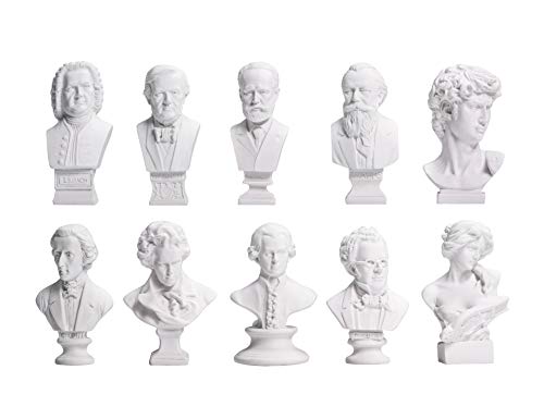 Set de 10 bustos decorativos de grandes compositores y figuras clásicas