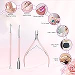 Makartt Cuticle Trimmer with Cuticle Pusher, 3 PCS Pink Nail Cuticle Nipper Professional Pedicure Manicure Tools with Stainless Steel Dual End Pusher, Nail Scraper - Image 5