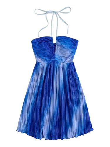 Image of SOLY HUX Women's Tie Dye Cami Dress Halter Backless Sleeveless A Line Short Summer Dresses Sundress