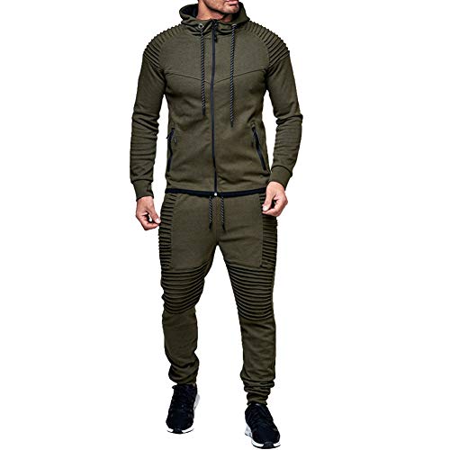 amropi Tute da Ginnastica Uomo Maniche Lunghe Felpa con Cappuccio e Jogging Pantaloni Sportiva Set...