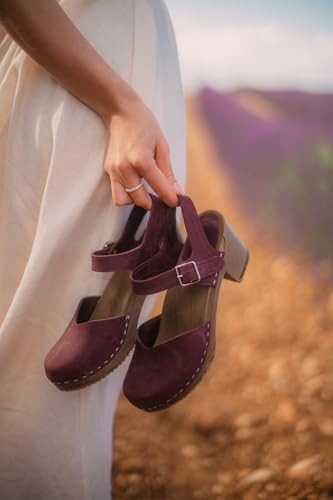 Image of Sandgrens Handmade Swedish Wood Clogs for Women, High Heel Sandal | Victoria