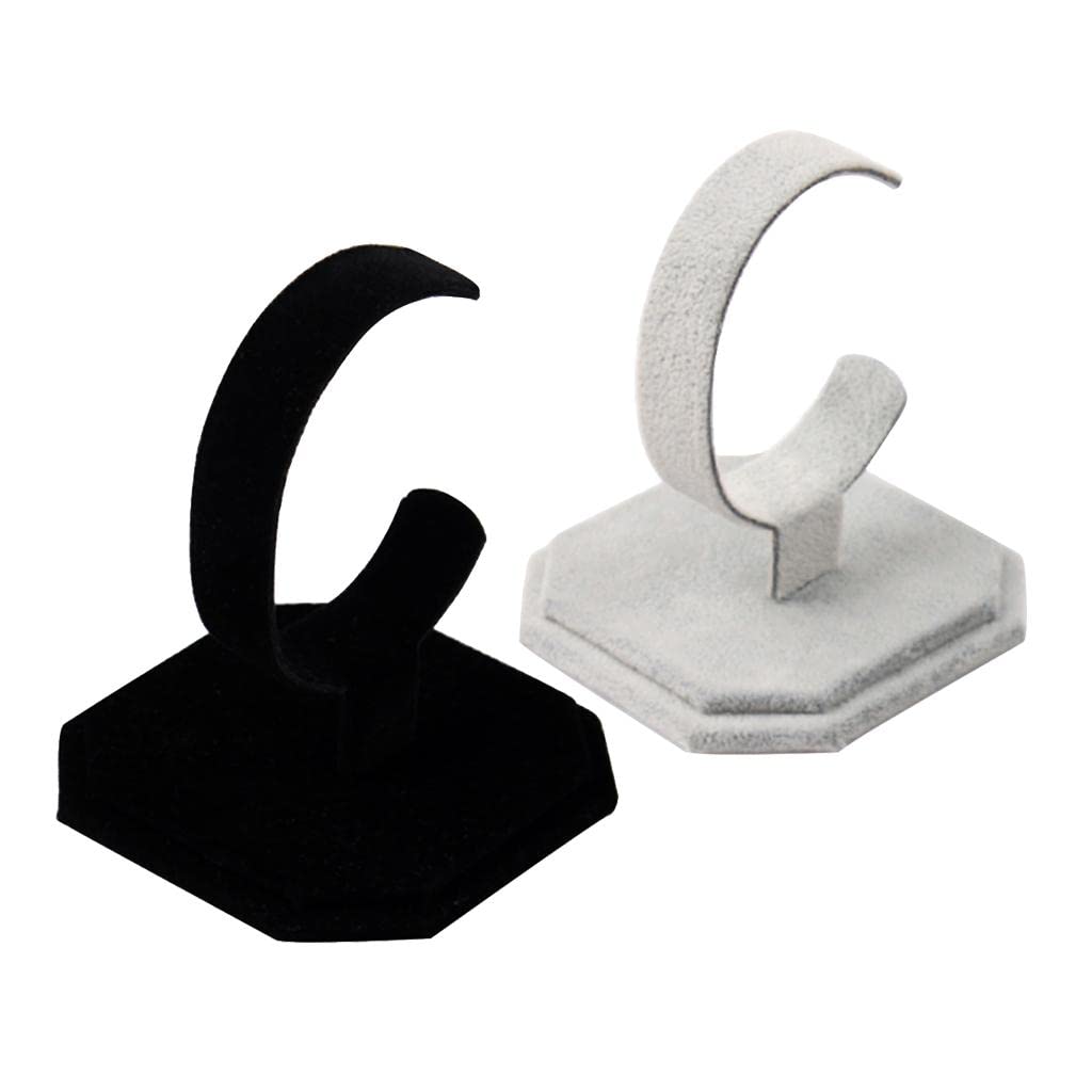 SDENSHI2pcs Gray Black Velvet Bracelet Jewelry Watch Display Holder Stand Racks