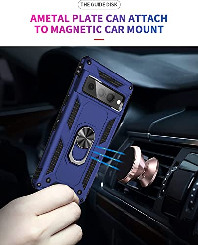 Image of REALCASE Polycarbonate Google Pixel 7 Pro Back Cover Case | Heavy Duty Dual Layer Hybrid Shock Proof Armor Defender Ring Case Back Cover for Google Pixel 7 Pro (Blue)
