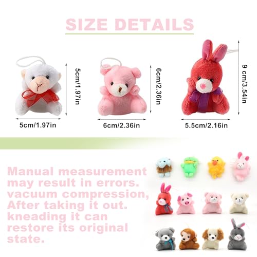 Celestia 30 Pack Mini Animal Plush Toy, Stuffed Animal Bulk for Kids Small Animals Plush Keychain Decoration, Carnival Prizes - Image 2