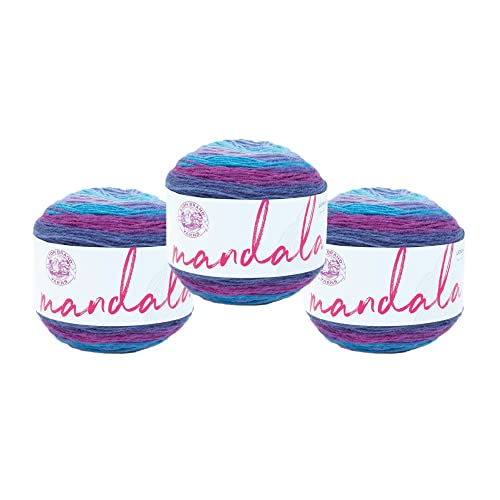Image of Lion Brand Yarn, Mandala DK Lightweight Yarn for Knitting, Crochet, and Crafts, Hades, 3 Pack, Self-Striping Acrylic Fiber for Baby Blankets, Multicolor Shawls and Variegated Cardigans