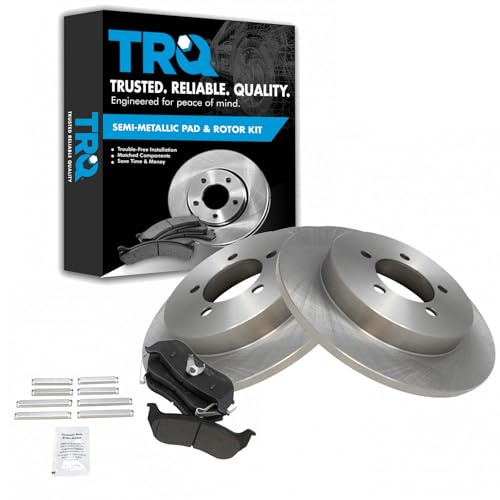 Image of TRQ Rear Brake Pad and Rotor Set Semi Metallic Rotors | For 2006-2010 Ford Explorer 2007-2010 Explorer Sport Trac 2006-2010 Mercury Mountaineer