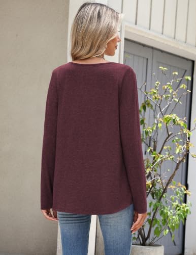 Image of Zeagoo Long Sleeve Shirts for Women Fall Tops Casual Dressy V Neck Blouses Boho Tunic Western Clothes Vacation Outfits
