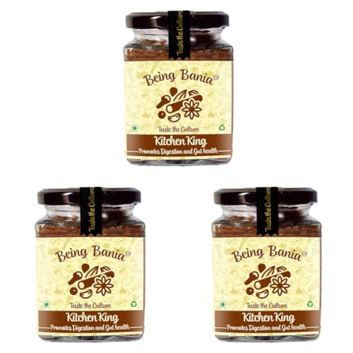 Image of Being Bania Kitchen King Masala, 100g | 100% Natural Spices Mix | No garlic or onion | No MSG | Kitchen masala powder | Exotic Indian Masala Spices | King Masala (Pack of 3)