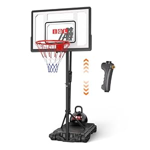 Kids Basketball Hoop Outdoor | 4-8.5ft Adjustable Height | 33″ Shatterproof Backboard | Fillable Base & Extra Anchor | Portable Goal w/Wheels for Backyard Driveway