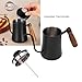 Yechiry 500ML Gooseneck Kettle with Thermometer, Stainless Steel Pour over Coffee Kettle, Comfortable Wood Handle Precision Pouring Tea Pot with Scale for All Stovetop Black