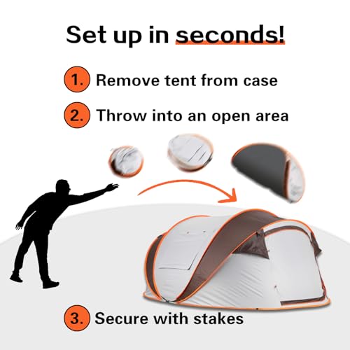 Carpa de camping pop-up para 4 personas, impermeable miniatura 3
