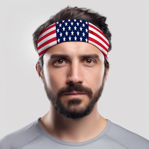 Image of Duwoni Sports Headbands for Men, Moisture Wicking Workout Headband, Sweatband Headbands for Running,Cycling,Football,Yoga,Tennis,Hiking,Hairband for Women and Men