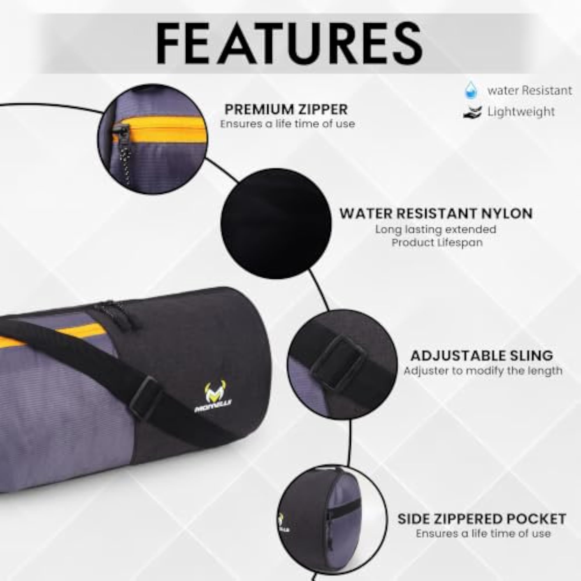 Unisex Black & Grey Duffle Gym Bag, 46L