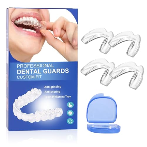 4 Piezas Ferula Descarga Bruxismo, Férula Dental de Descarga in 2 Tamaños, Protector Bucal para Dormir, Protector Bucal Bruxismo con Caja, Prevenir el Bruxismo