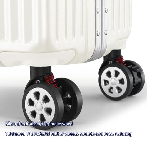 Aluminium Frame Suitcase Carry on Luggage ABS+PC Alloy Shell with 360° Double Spinner Wheels,Black,24in3