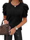 Sampeel Short Sleeve Shirts for Women Trendy Plus Size Ladies Tops and Blouses Work Fashion Spring Summer Business Casual Outfits Womens Fall Clothes Old Money Sweaters Loose Fit 2026 Black 2XL