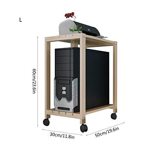 Soporte móvil para CPU PC de madera con 2 niveles, ruedas bloqueables para oficina y hogar miniatura 2