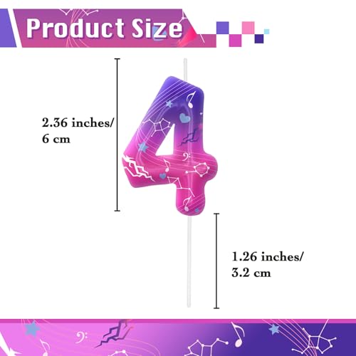 Image of Pink Purple Number 4 Birthday Candles, Cartoon Themed Cupcake Toppers for Boys Girls Cake Decorations, Cake Toppers, Birthday Decorations Party Supplies, Number Candles for Party Decor