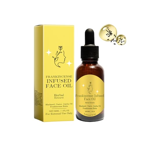 Aceite de incienso para la cara, enriquecido con resina de incienso, comino negro orgánico, suero facial antienvejecimiento, reduce las líneas finas y las arrugas, nutre e hidrata profundamente (1