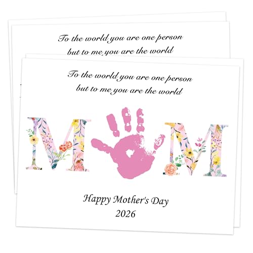 Mothers Day Handprint Art Craft Kits 10 DIY Flower Handprint Cards Bulk First Mothers Day Hand and Footprint for Babies Newborn Keepsake Gifts for Mom from Daughter Family Classroom Activity