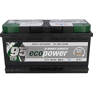 Cartec Auto-Batterie Eco Power EFB, 95 Ah, 850 A, Starter-Batterie, geeignet für Start-Stop-Systeme