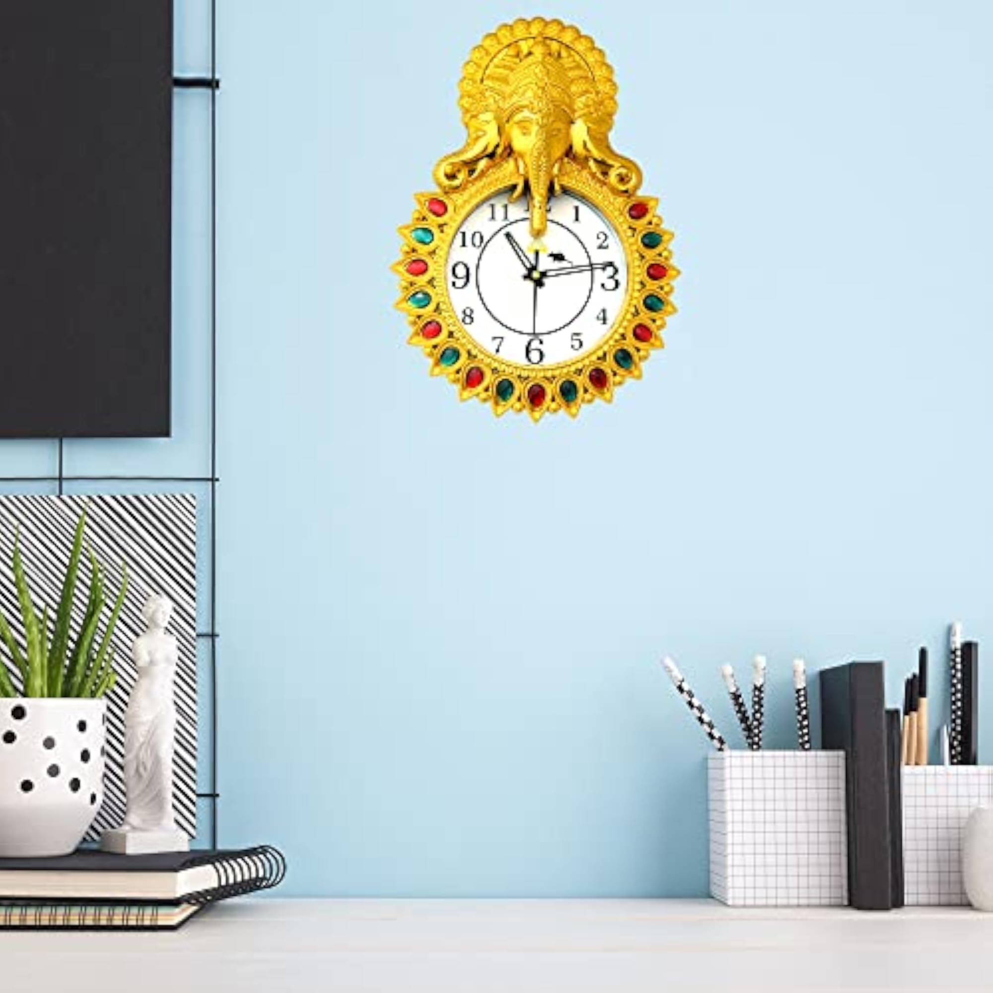 Golden Wall Clock, 13x9 inches