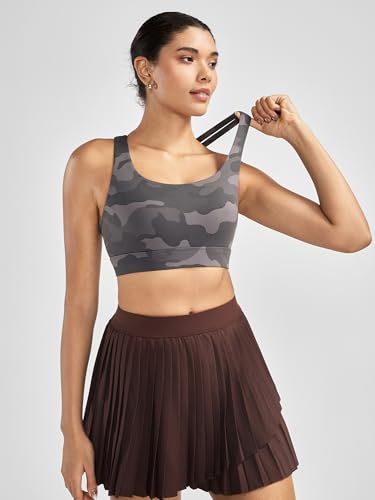 Image of RUNNING GIRL High Impact Sports Bras for Women - Scoop Neck Strappy Sports Bra High Support Moulded Cup Workout Bra