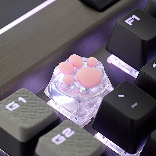 Special Edition New Model 3D Printing Gaming Keycaps Cherry Mx Keycaps Machinery Keyboard Keycaps Cat's Paw Shape Is Suitable Mechanical Keyboard (Transparent) #TOP5
