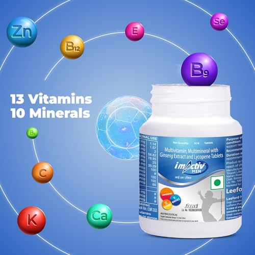 Image of Multivitamin Tablets for Men | With Vitamin C, B3, A, Calcium, Zinc, Ginseng Ext. & Mineral Blend | For Daily Vitality, Immunity & Metabolism Support (30 Tablets)
