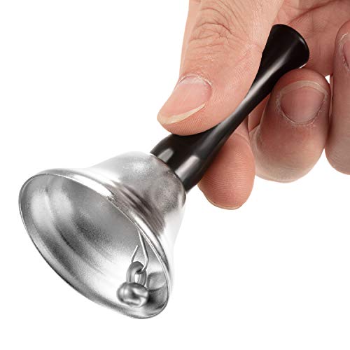 12 Pieces Metal Hand Bells Call Bell Service Hand Bells Black Wooden Handle Handbells Metal Handbells Musical Percussion For Schools (Silver) #TOP1