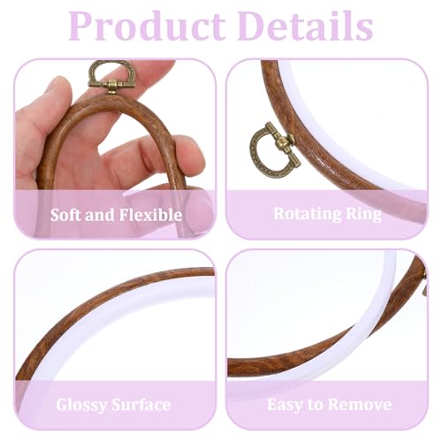 Image of 4Pcs 6 inch Embroidery Frame Circle Cross Stitch Frame Wood Ring Round Imitated Embroidery Hoops for Art Ornaments Sewing Decoration