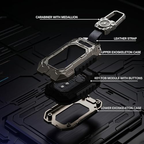 Image of Arika Car Key Cover Compatible with Suzuki Grand Vitara, Fronx, Jimmy, Ertiga, XL 6, Baleno, Brezza | 2 Button Smart Key Case | Waterproof Silicone and Metal KeyShell with Keychain