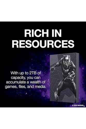 Image of Seagate Black Panther SE FireCuda External HDD - USB 3.2, Customizable RGB LED Magenta, Works with PC, Mac, PlayStation, and Xbox, with 3-yr Data Recovery Services (STLX2000401)