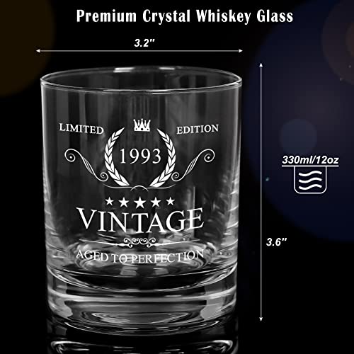 30Th Birthday Gifts For Men 30 Birthday Decorations For Him Vintage 1993 30 Year Old Whiskey Glass For Dad Husband Coworker Friend Guys,30Th Bday Anniversary Party Supplies Ideas Rocks Glass,12Oz #TOP6