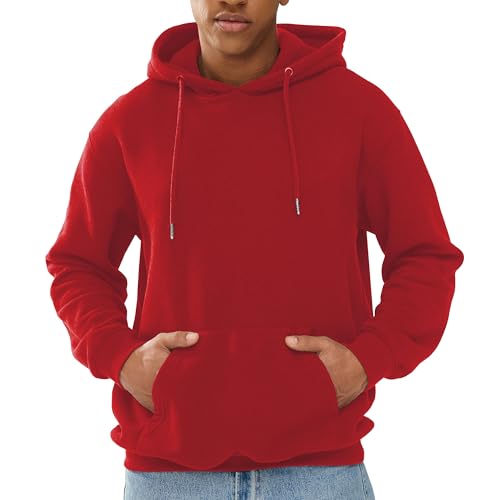 Avalon Wear Unisex Adult Fleece Hoodies Breathable Pullover Hooded Sweatshirt for Men Red