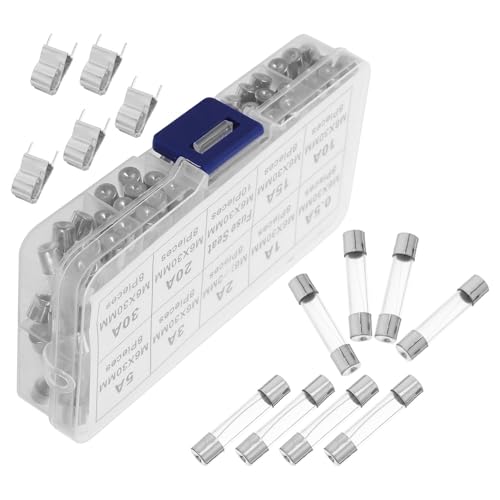 SAFIGLE Set da 72 Pezzi Fusibili in Vetro a Rottura Rapida 05-30A Mini Fusibili per Auto e Circuiti Stampati Kit Assortito per Protezione Sovracorrente in Ambito Domestico