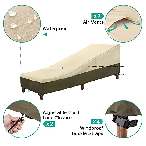 SunPatio Chaise Lounge Cover Outdoor Waterproof, 2 Pack Patio Lounge