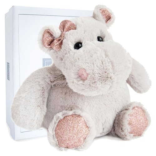 Peluche hippopotame gris Histoire d'Ours de 25 cm, doudou paillettes pour enfant dès 3 ans