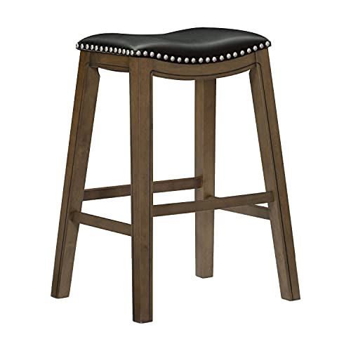 Lexicon Alviso Wooden Saddle Seat Pub Height Stool, 29" Sh, Black #TOP22
